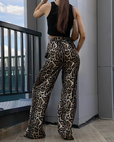 Feeling Wild Leopard Print Wide Leg Pants