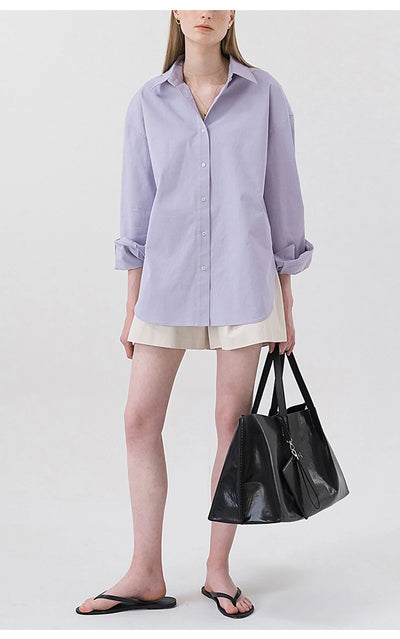 Easy To See Oversized Button-Up Top