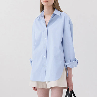 Easy To See Oversized Button-Up Top