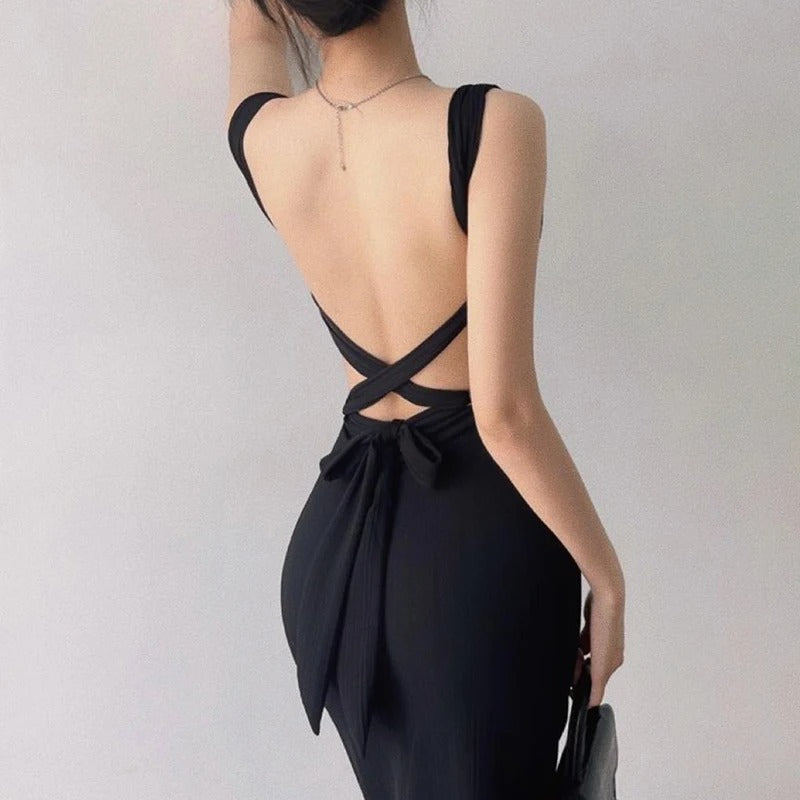 Double the Vibes Bodycon Backless Midi Dress