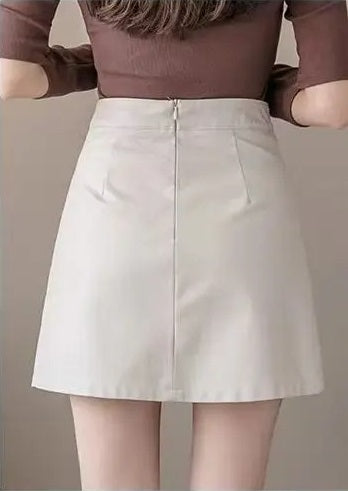 Ivettte Zipper Vegan Leather Mini Skirt