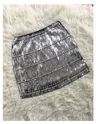 Soiree Sequins and Beads Mini Skirt