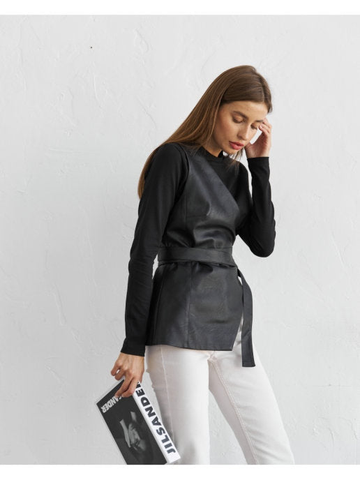 Stay Sleek Vegan Leather Asymmetrical One-shoulder Vest