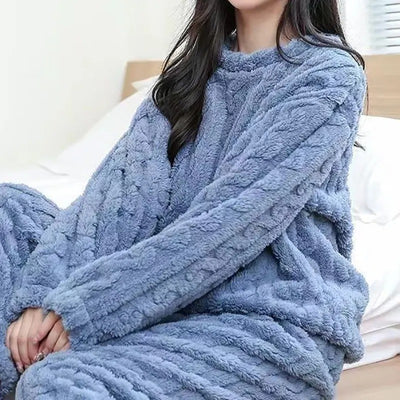 Relaxed Mood Cable Knit Pullover and Bottoms Loungewear Set