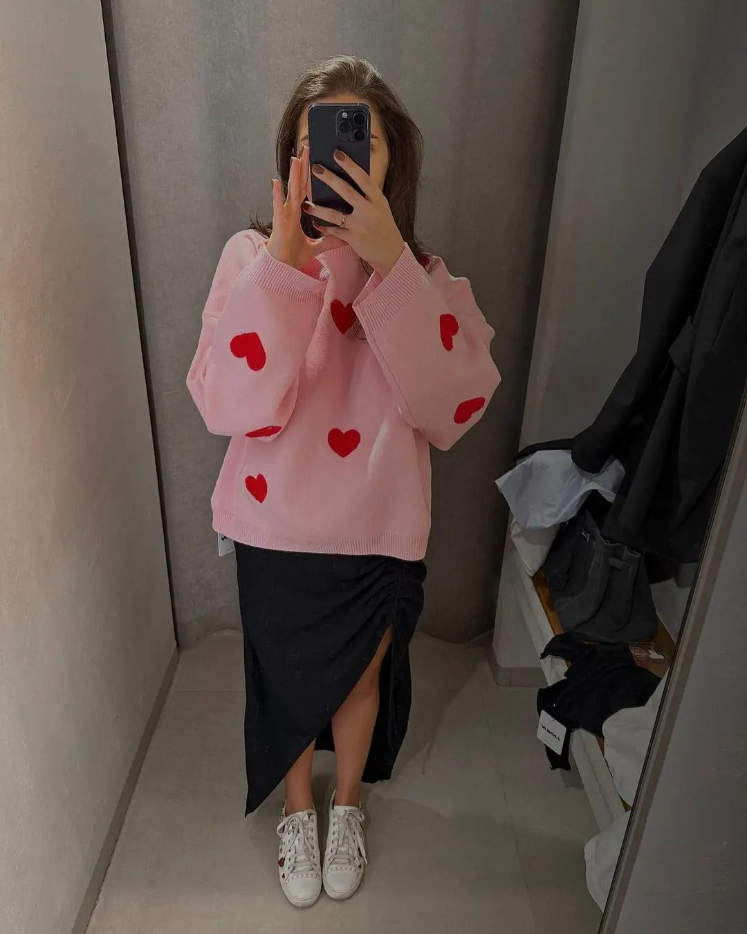 Oh My Love Embroidered Heart Oversized Sweater