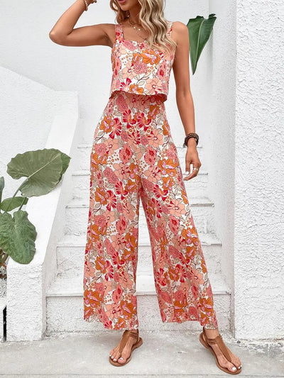 Island Dreaming Floral Sleeveless Wide-Leg Jumpsuit