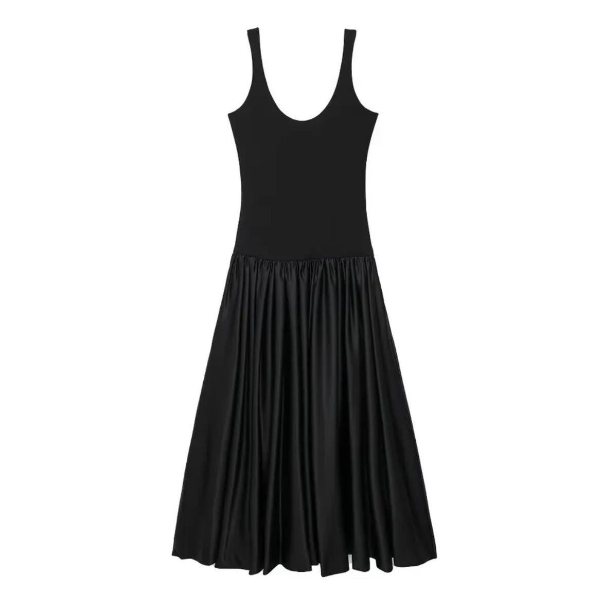 Elegant Grace Black Full Skirt Maxi Dress