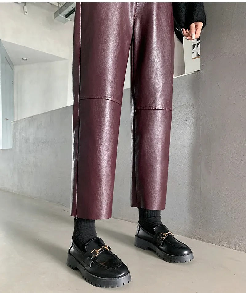 Trendsetting Attitude Vegan Leather High-Waisted Trouser Pants