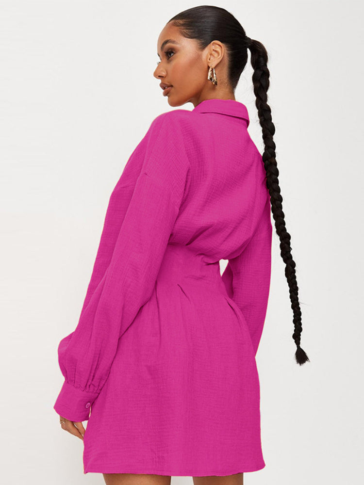 Totally Love Pleated Pink Shirt Dress