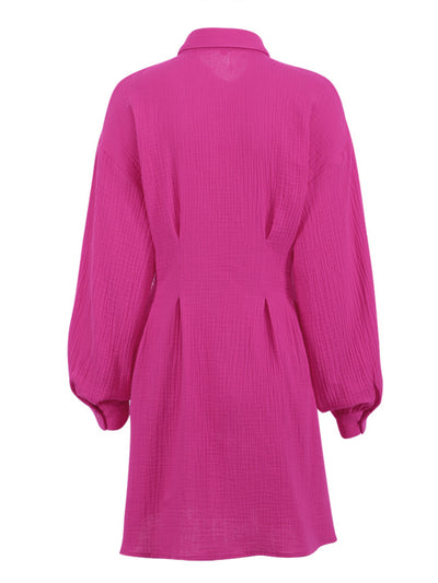 Totally Love Pleated Pink Shirt Dress