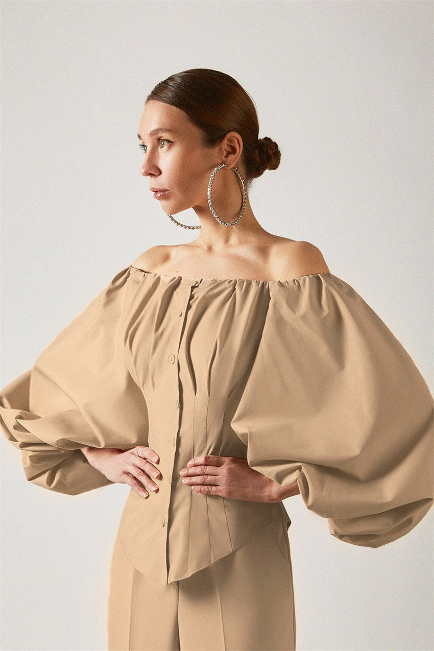 Easy Adoration Off Shoulder Long Balloon Sleeves Top