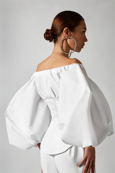 Easy Adoration Off Shoulder Long Balloon Sleeves Top