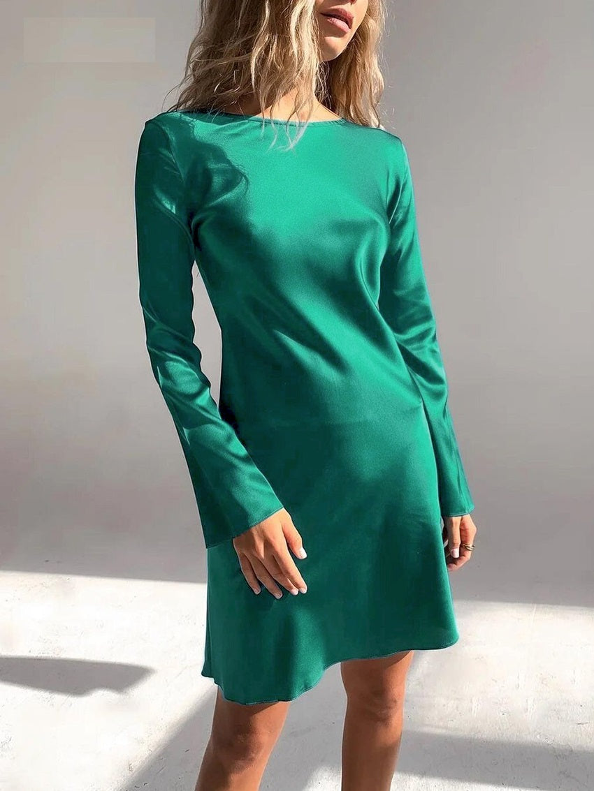 Lianna Classic A-Line Long Sleeves Mini Dress