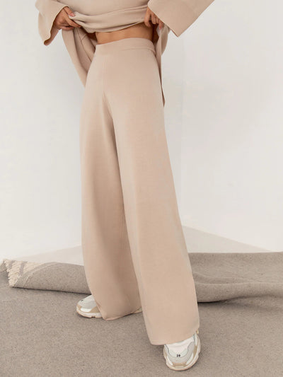 Refined Relaxation Asymmetrical Knitted Top & Bottoms Set
