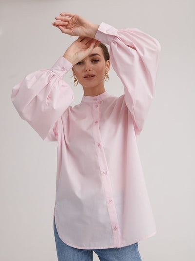 Impressive Vibe Balloon Sleeves Button-Up Top
