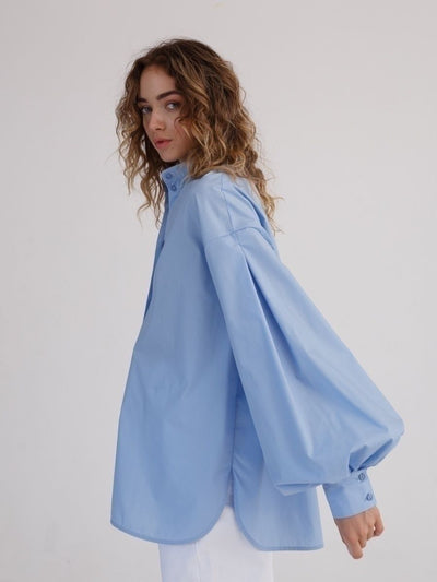Impressive Vibe Balloon Sleeves Button-Up Top