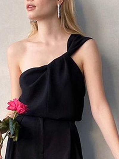 What's Knot To Love Satin One-Shoulder Knot-Front Top