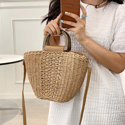 Coco Bali Woven Straw Tote Bag Bags Light Brown