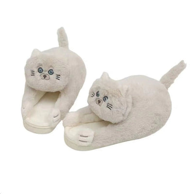 Coco Cuddly Hug Cat Comfy Slippers Beige / 36-37