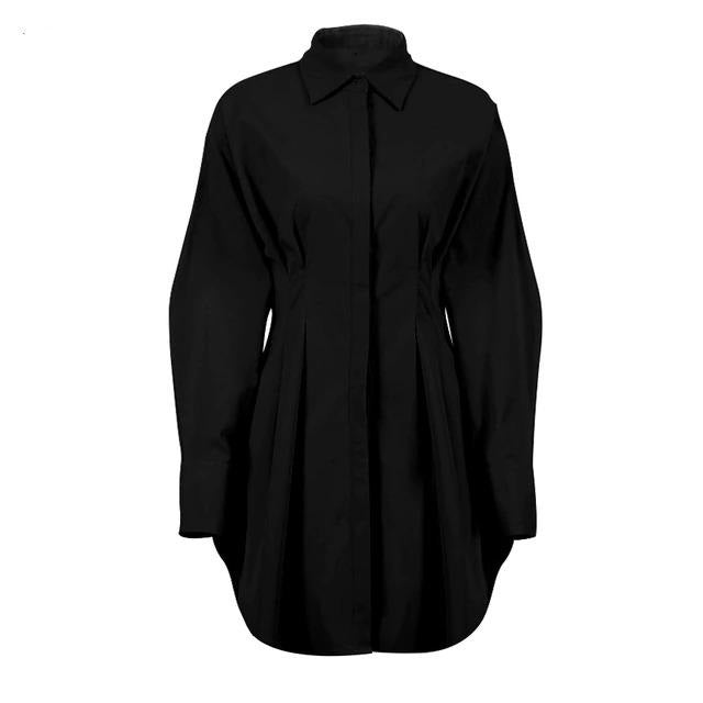 Coco Pleated Waist Shirt Dress Black / S
