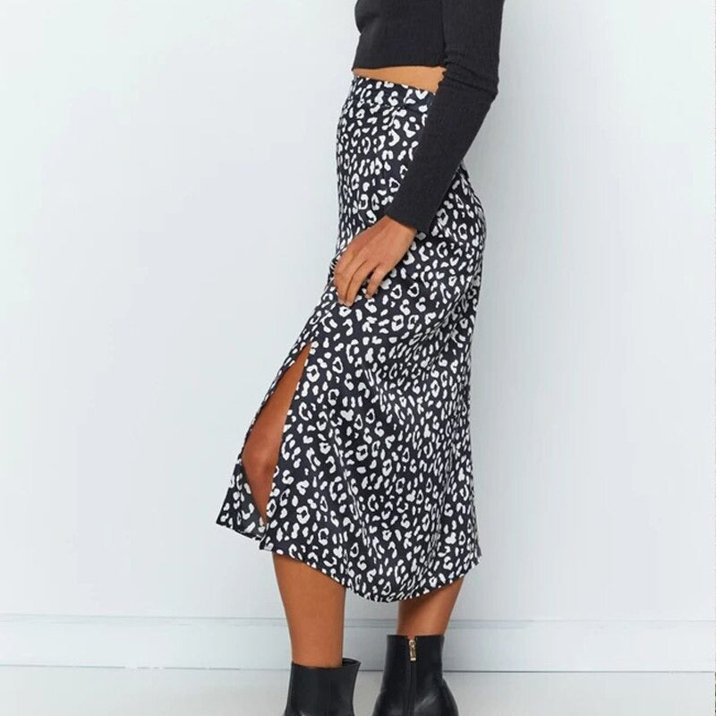 Coco Set a Trend Leopard Print Midi Skirt bottoms