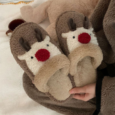 Coco Christmas Reindeer Comfy Slippers Brown / 36-37