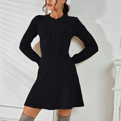 Coco Hello Winter Cable Knit Mini Sweater Dress Coco dress Black / One-Size