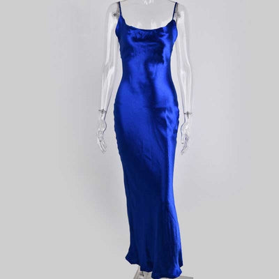 Coco Silky Satin Cowl Neck Maxi Dress Coco dress Blue / S