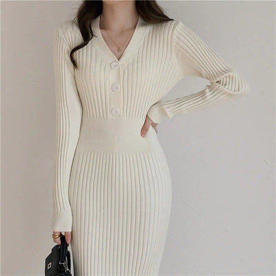 Coco Snow Day Style Ribbed  Sweater Dress Coco dress Cream
