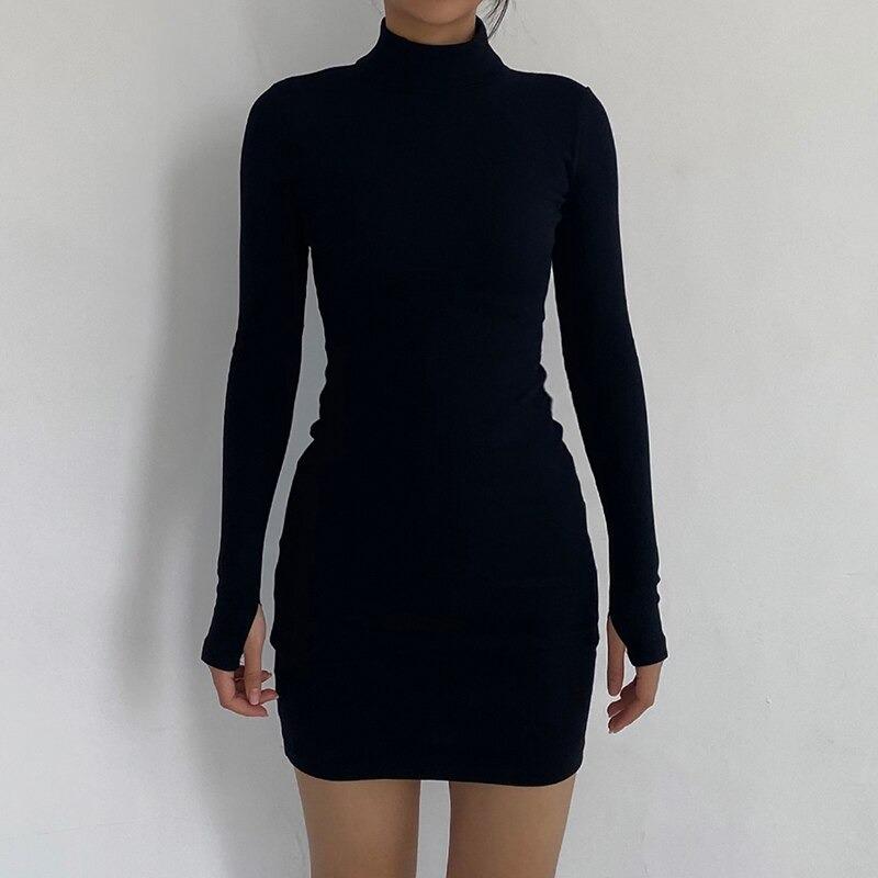 Coco Go Beyond Basic Black Ribbed Long Sleeves Dress Coco dress