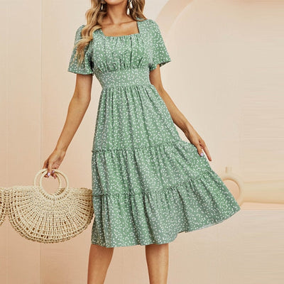 Coco A Simple Melody Dotted Print Midi Dress Coco dress Green / S