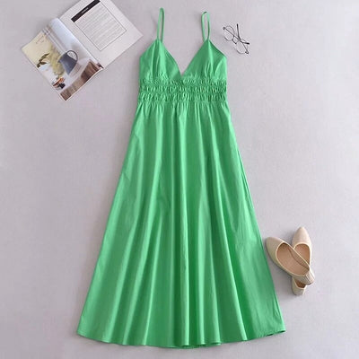 Coco Endless Vacay V- Neck Sleeveless Maxi Dress Coco dress Green / XS