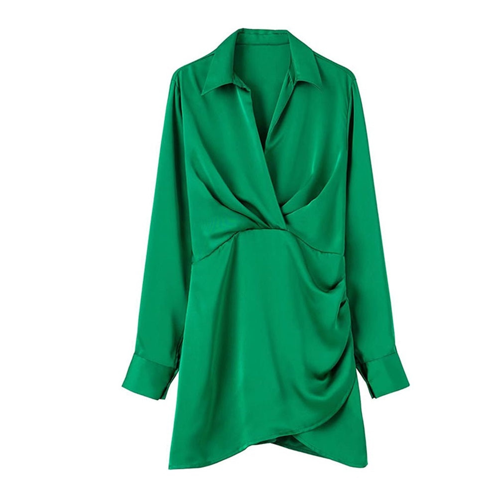 Coco Supernova Satin Faux Wrap Mini Dress Coco dress Green / XS