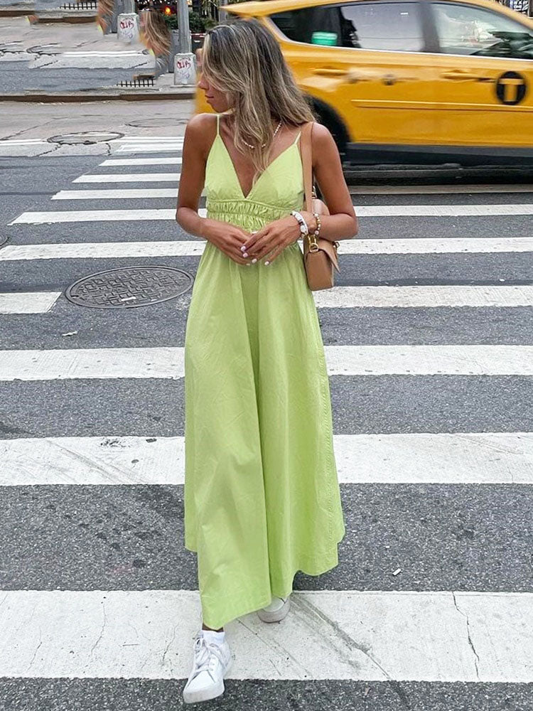 Coco Endless Vacay V- Neck Sleeveless Maxi Dress Coco dress Lime Green / XS