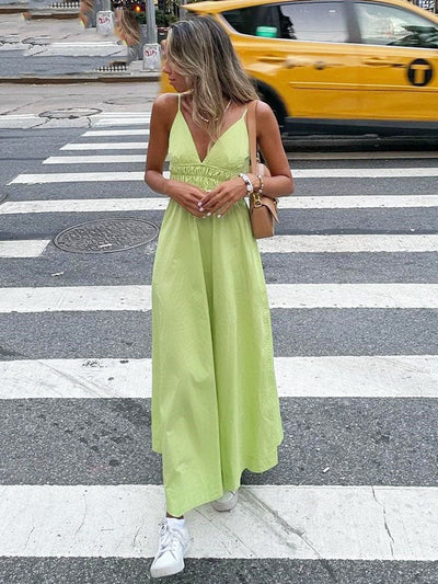 Coco Endless Vacay V- Neck Sleeveless Maxi Dress Coco dress Lime Green / XS