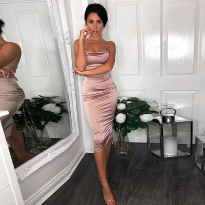 Coco Moment of Chic Satin Backless Midi Dress Coco dress