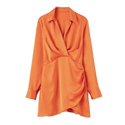 Coco Supernova Satin Faux Wrap Mini Dress Coco dress Orange / XS