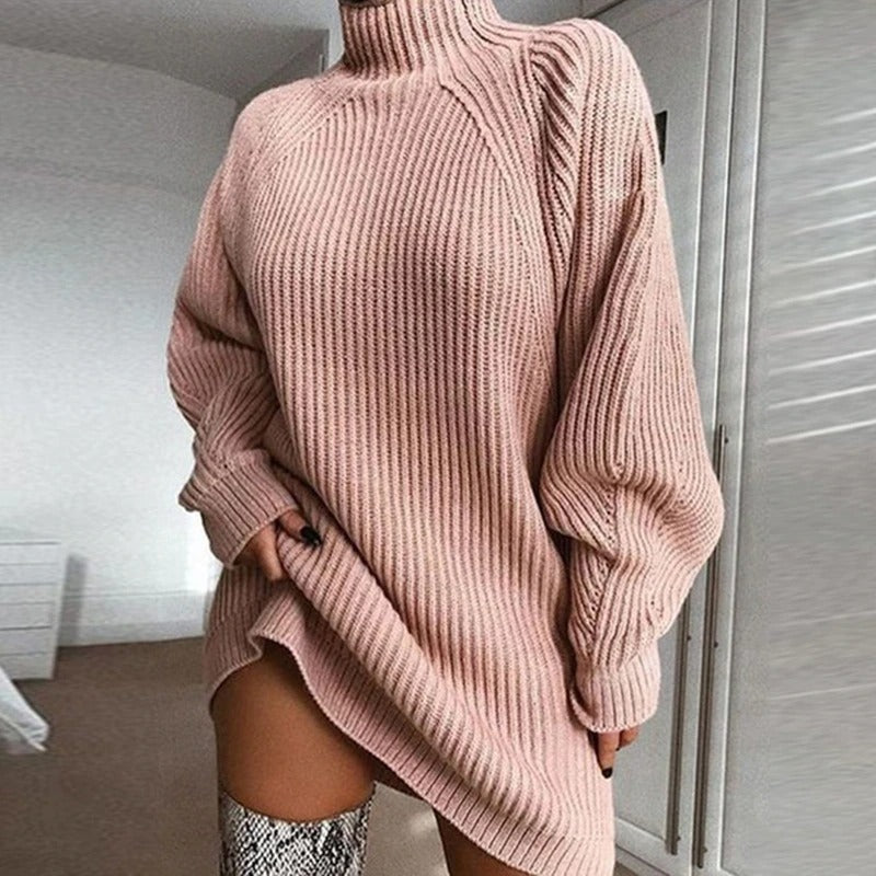 Coco Snuggle Up Mock Turtleneck Mini Sweater Dress Coco dress Pink / One-Size
