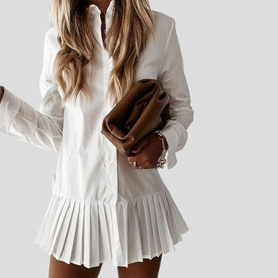 Coco Mini Pleated Shirt Dress Coco dress S / White