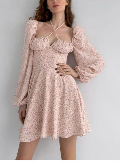 Coco Santorini Floral Print Bustier Mini Dress Coco dress Soft Pink / XS