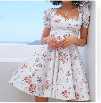Coco Blooming Sweetheart Neckline Floral Mini Dress Coco dress White / M