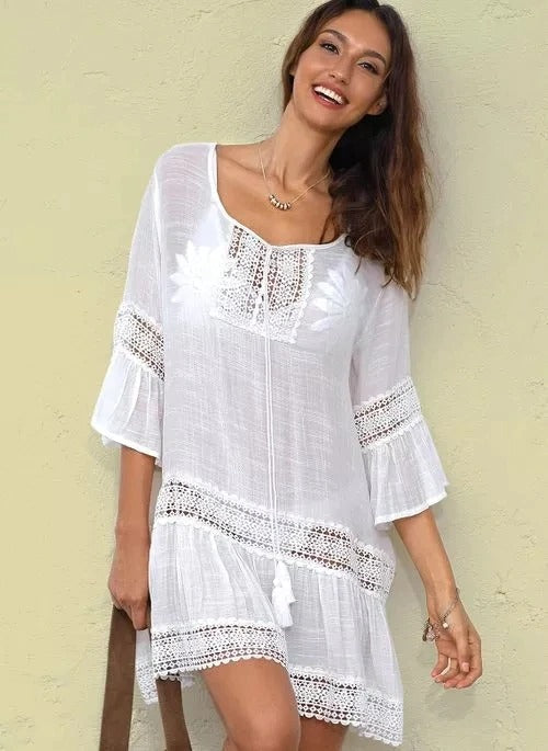 Coco Breezy Livin' Tunic Beach Cover Up Coco dress White / One size