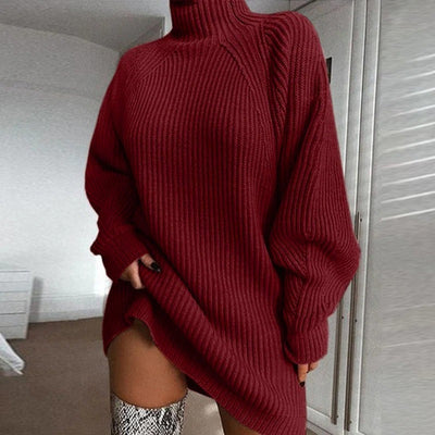 Coco Snuggle Up Mock Turtleneck Mini Sweater Dress Coco dress Wine / One-Size
