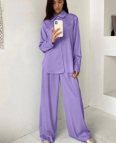 Coco Keep Dreaming Satin Shirt and Trousers Set Coco Set