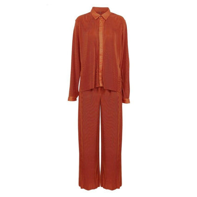 Coco Soft Pleated Wide Leg Pant & Shirt set Coco Set Rust / S