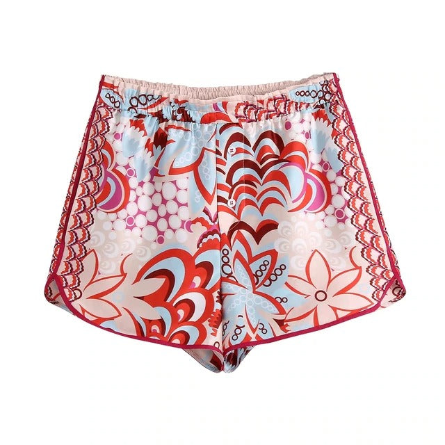Coco Silky Floral Print Set Coco Set Shorts / XS