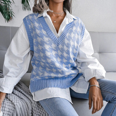 Coco Warm-Up The Trend Houndstooth Vest Coco Tops Blue / S