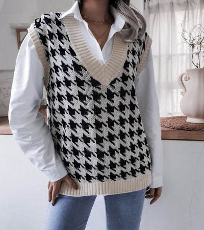 Coco Warm-Up The Trend Houndstooth Vest Coco Tops Cream / S