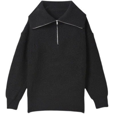 Coco Erin Oversized Zipper Collar Cozy Sweater Coco Tops