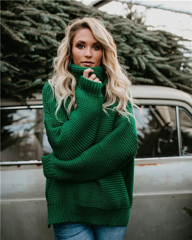 Coco Cuddle time Oversized turtleneck sweater Coco Tops Green / S